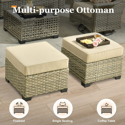 Ensemble de meubles de patio en osier XIZZI 8 pièces avec chaises pivotantes