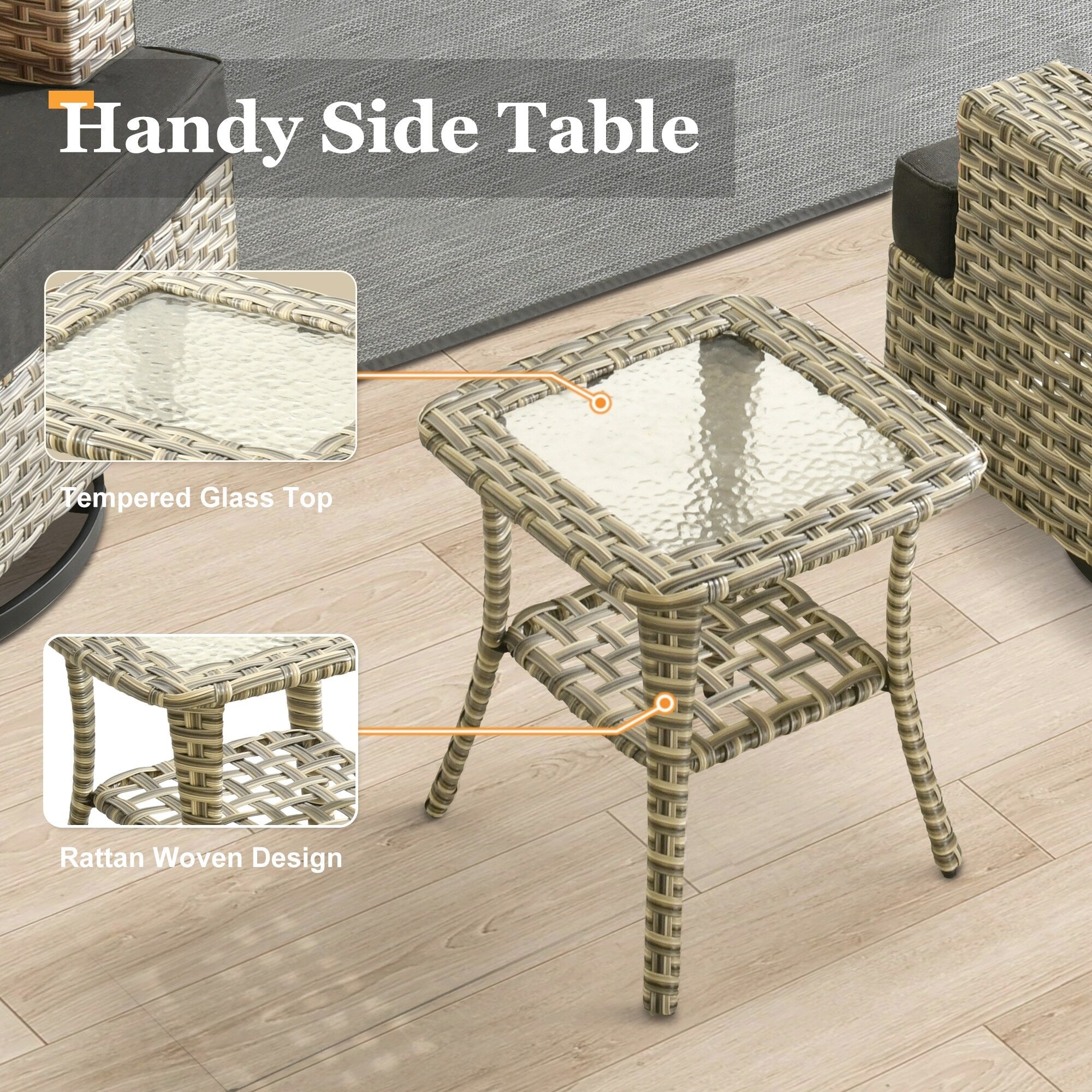 Ensemble de meubles de patio en osier XIZZI 8 pièces avec chaises pivotantes