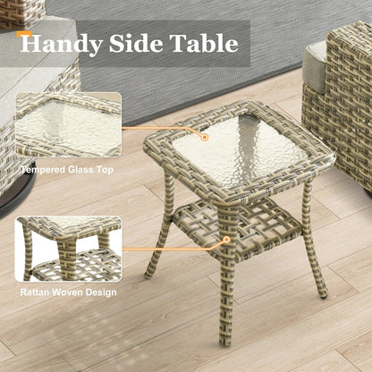 Ensemble de meubles de patio en osier XIZZI 8 pièces avec chaises pivotantes