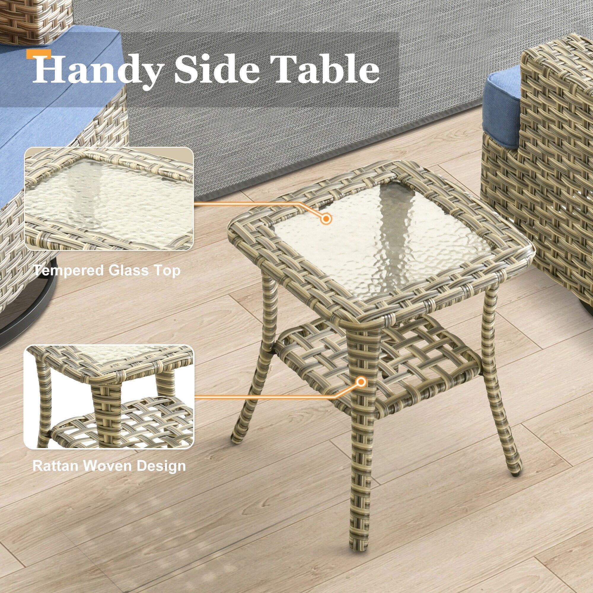 Ensemble de meubles de patio en osier XIZZI 8 pièces avec chaises pivotantes