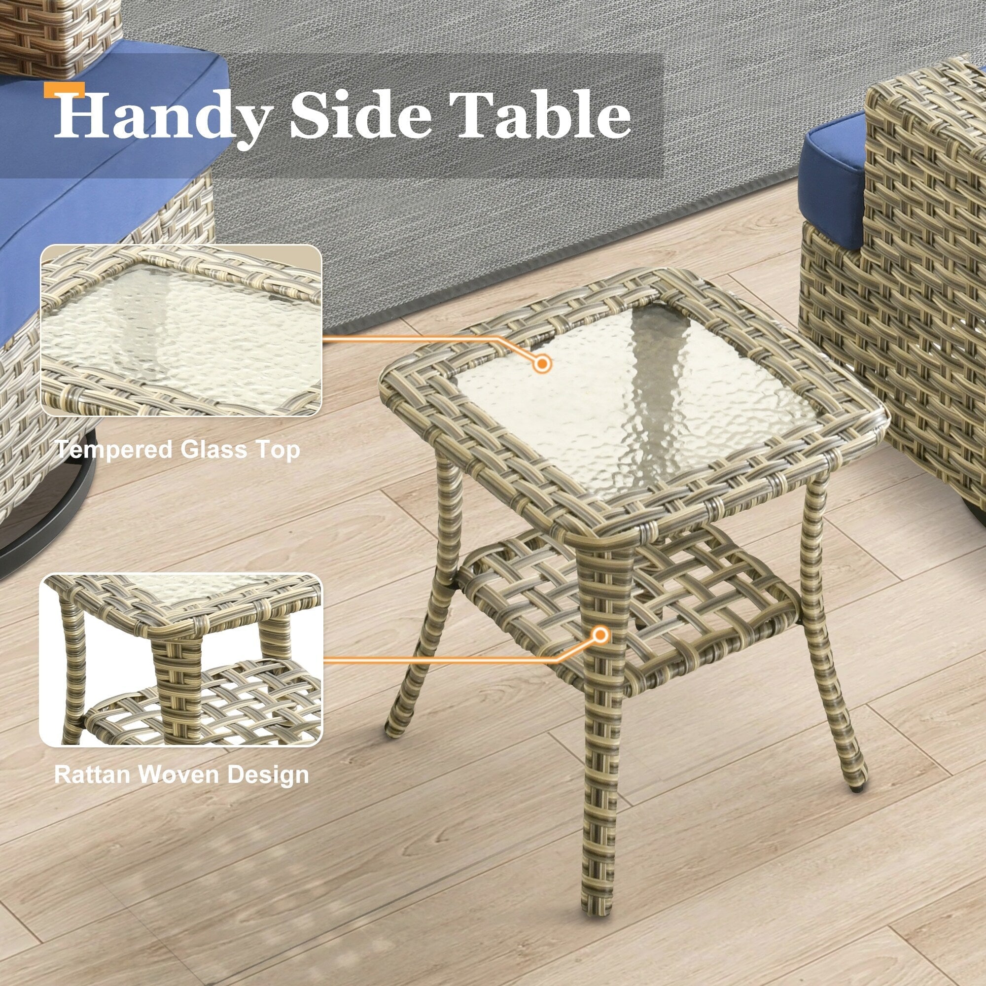 Ensemble de meubles de patio en osier XIZZI 8 pièces avec chaises pivotantes