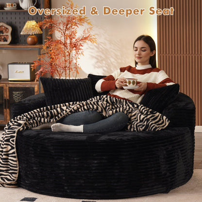 Canapé rond moderne en peluche XIZZI avec coussins
