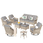 Ensemble de meubles de patio XIZZI 8 pièces en osier avec chaises pivotantes