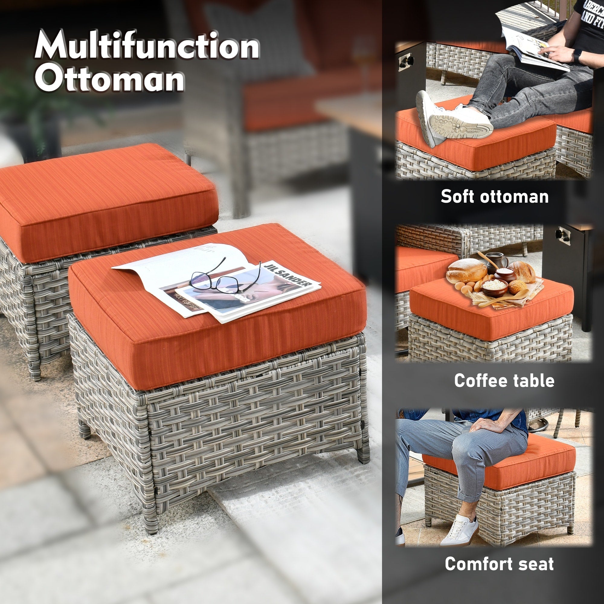 Ensemble de meubles de patio XIZZI 8 pièces en osier avec chaises pivotantes