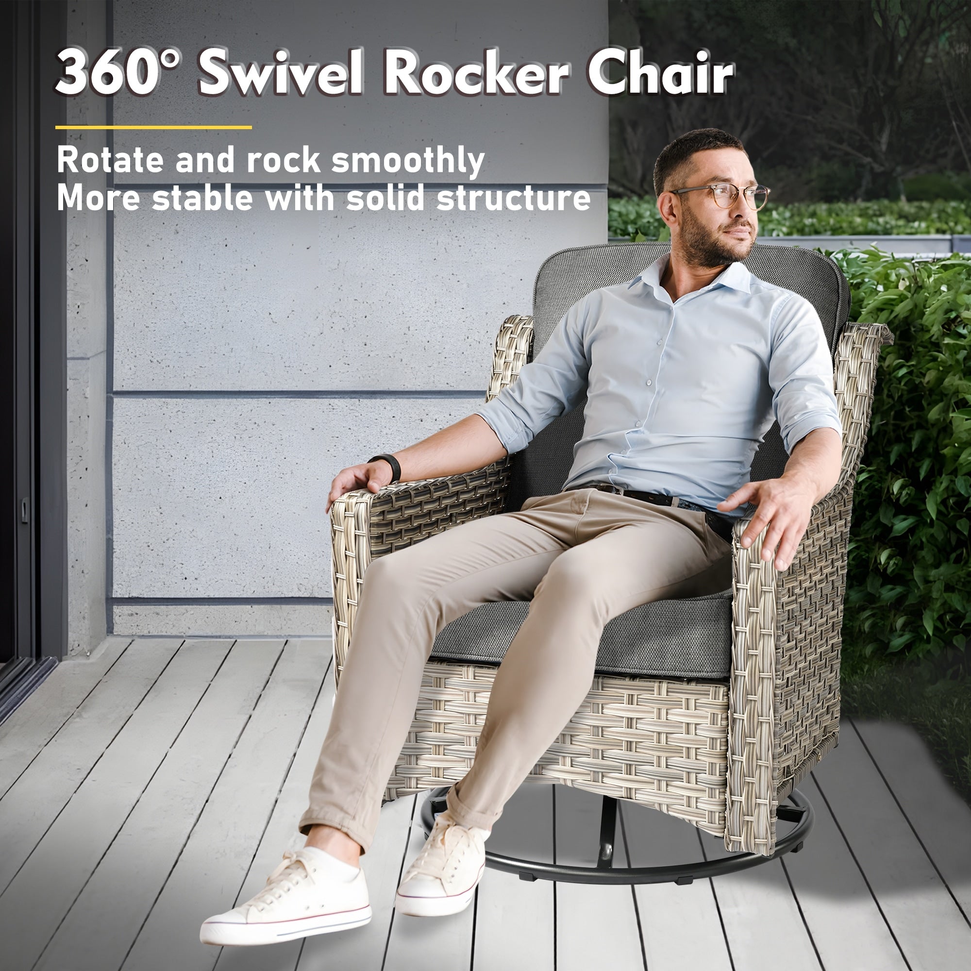 Ensemble de meubles de patio XIZZI 8 pièces en osier avec chaises pivotantes