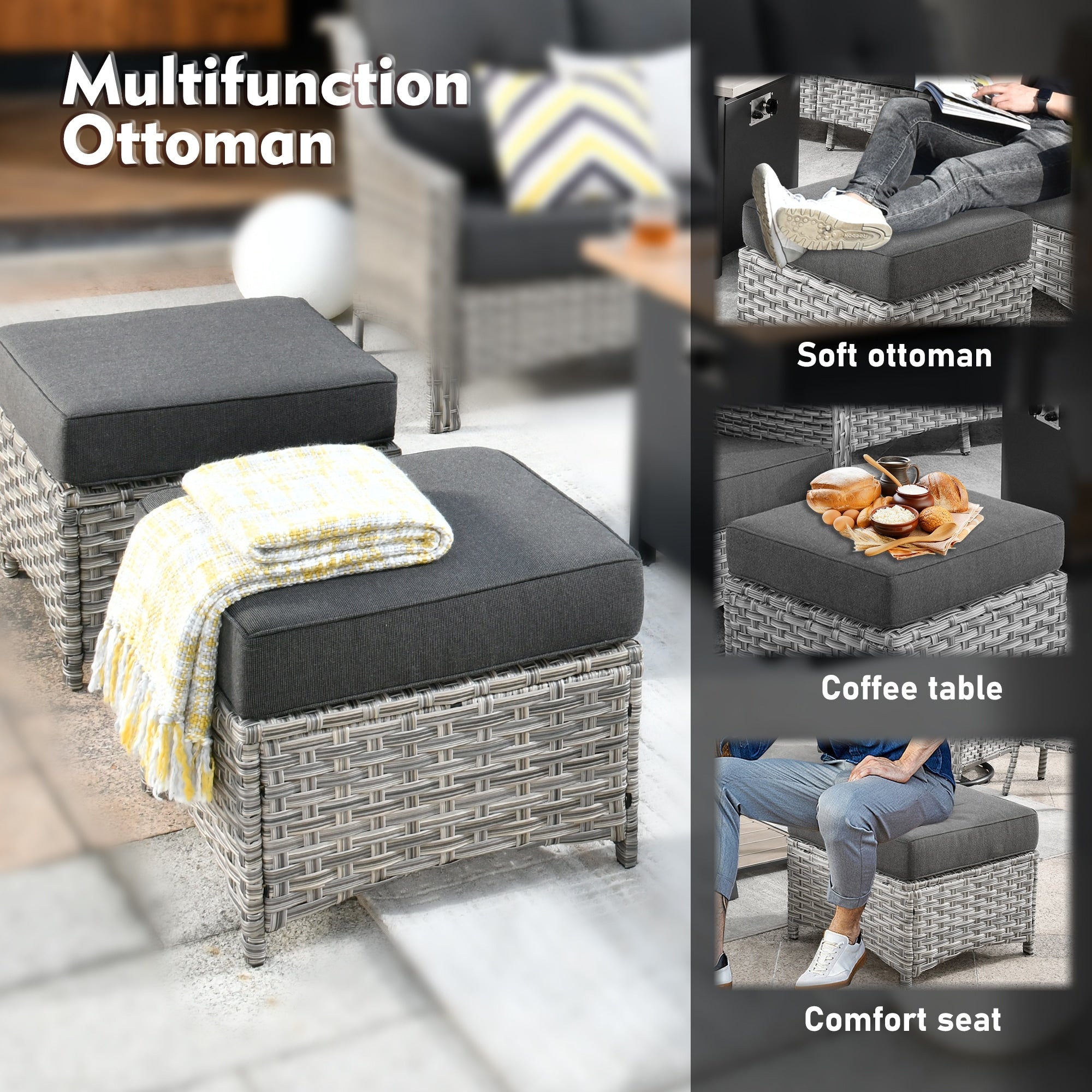 Ensemble de meubles de patio XIZZI 8 pièces en osier avec chaises pivotantes