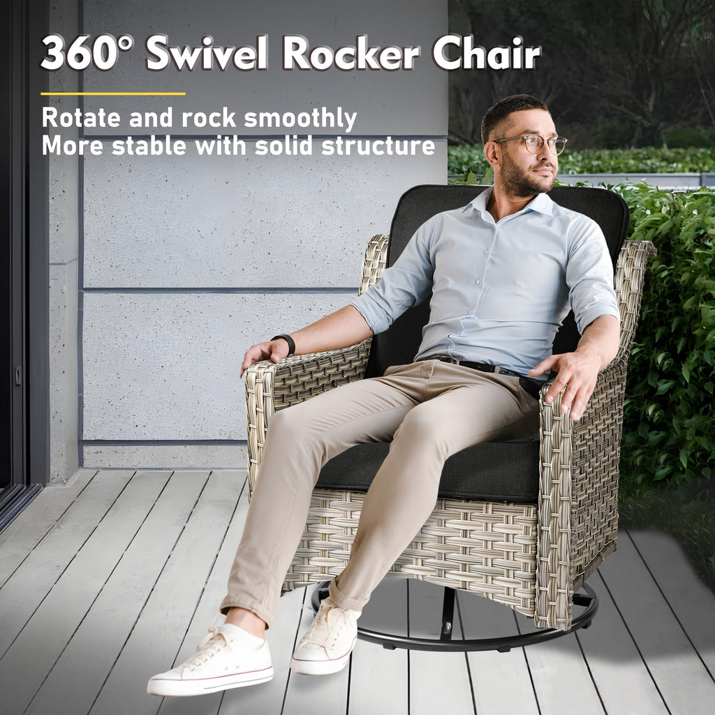 Ensemble de meubles de patio XIZZI 8 pièces en osier avec chaises pivotantes