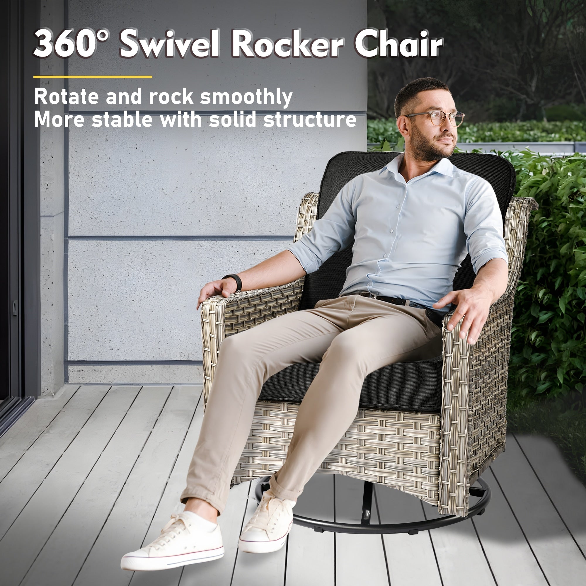 Ensemble de meubles de patio XIZZI 8 pièces en osier avec chaises pivotantes