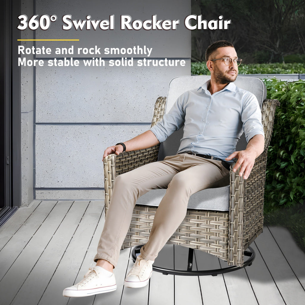 Ensemble de meubles de patio XIZZI 8 pièces en osier avec chaises pivotantes