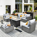 Ensemble de meubles de patio XIZZI 6 pièces, canapé d'extérieur en rotin avec foyer