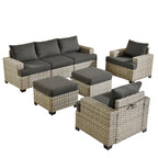 Ensemble de canapés de patio XIZZI 7 pièces avec accoudoirs larges et poufs