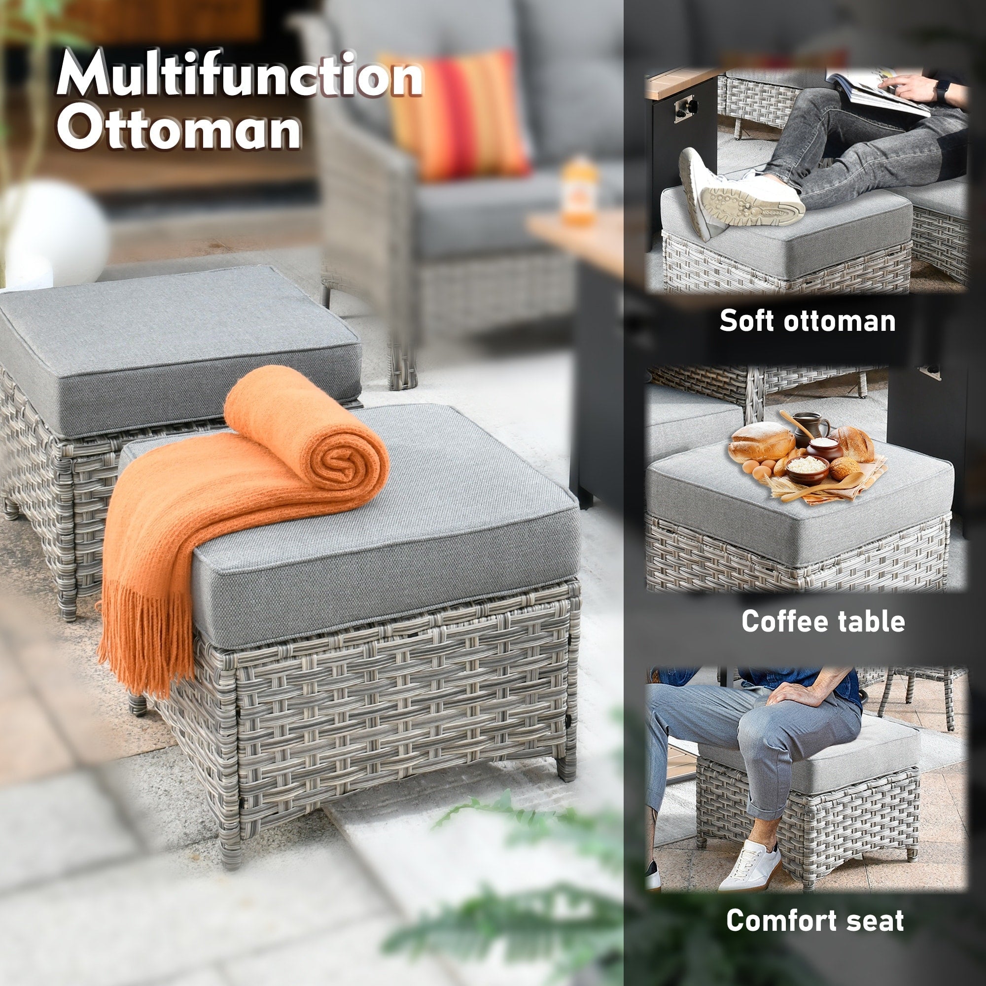 Ensemble de 6 meubles d'extérieur à dossier haut XIZZI avec chaise pivotante