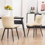 Lot de 2 chaises de salle à manger modernes en cuir rembourré sans accoudoirs