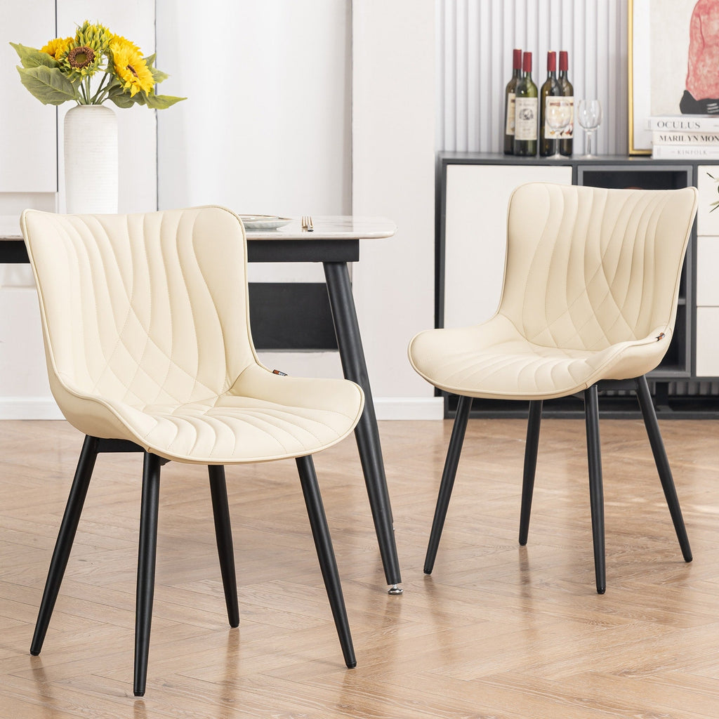 Lot de 2 chaises de salle à manger modernes en cuir rembourré sans accoudoirs