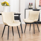 Lot de 2 chaises de salle à manger modernes en cuir rembourré sans accoudoirs