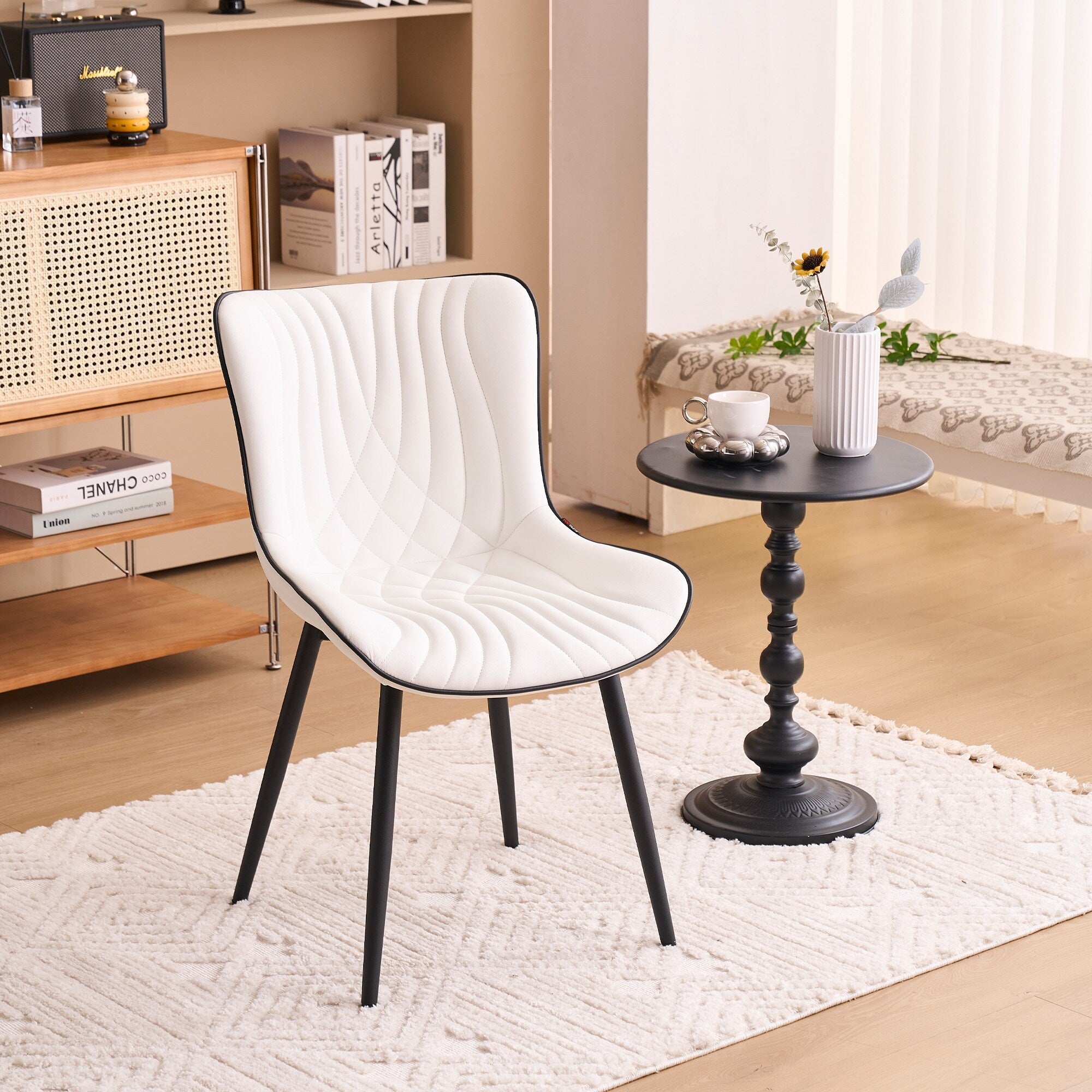 Lot de 2 chaises de salle à manger modernes en cuir rembourré sans accoudoirs