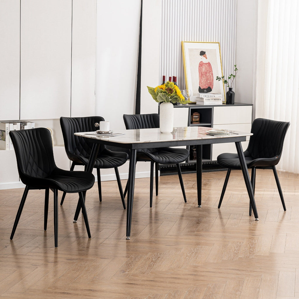 Lot de 2 chaises de salle à manger modernes en cuir rembourré sans accoudoirs