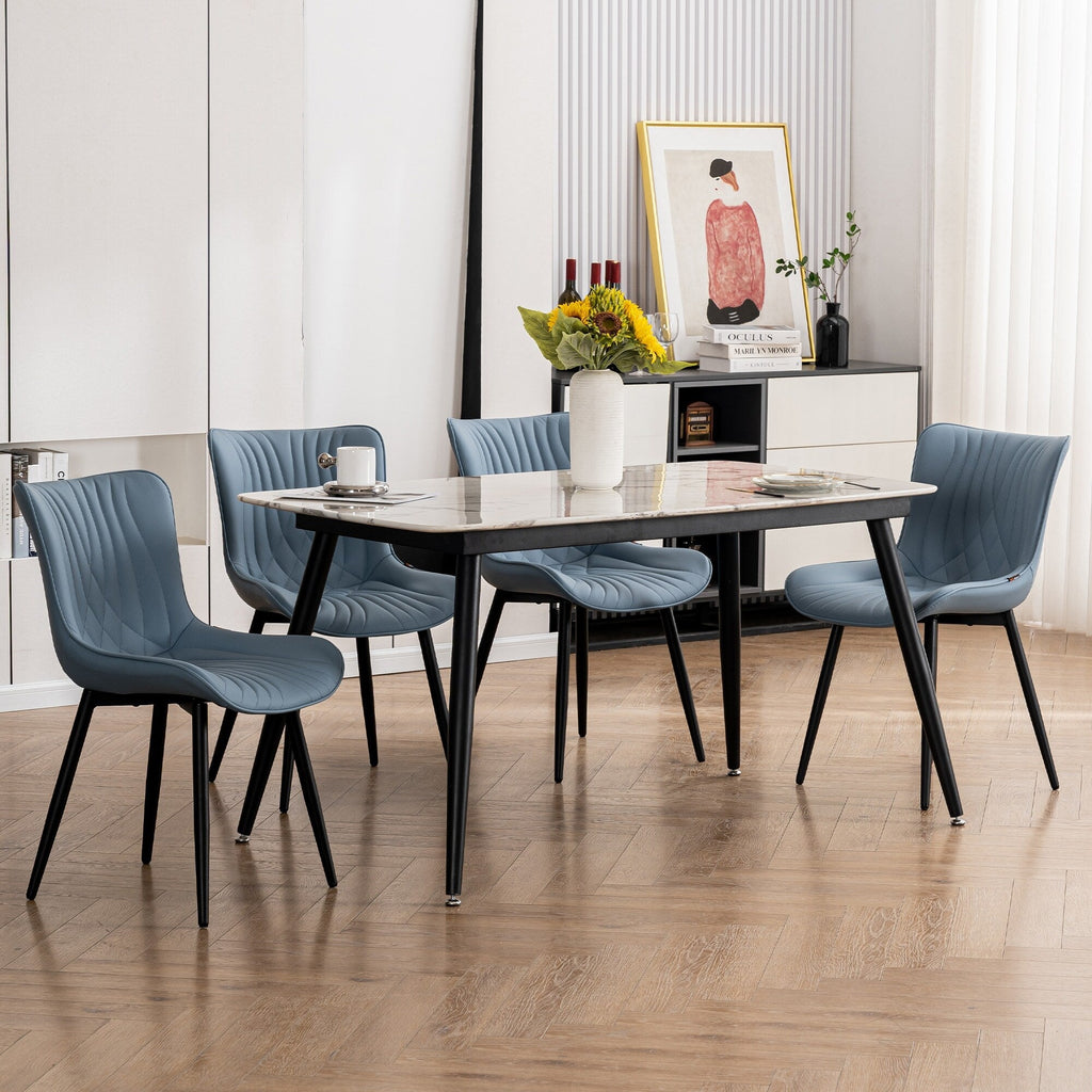 Lot de 2 chaises de salle à manger modernes en cuir rembourré sans accoudoirs