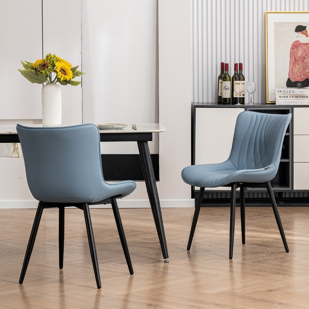 Lot de 2 chaises de salle à manger modernes en cuir rembourré sans accoudoirs