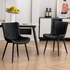 Lot de 2 chaises de salle à manger modernes en cuir rembourré sans accoudoirs