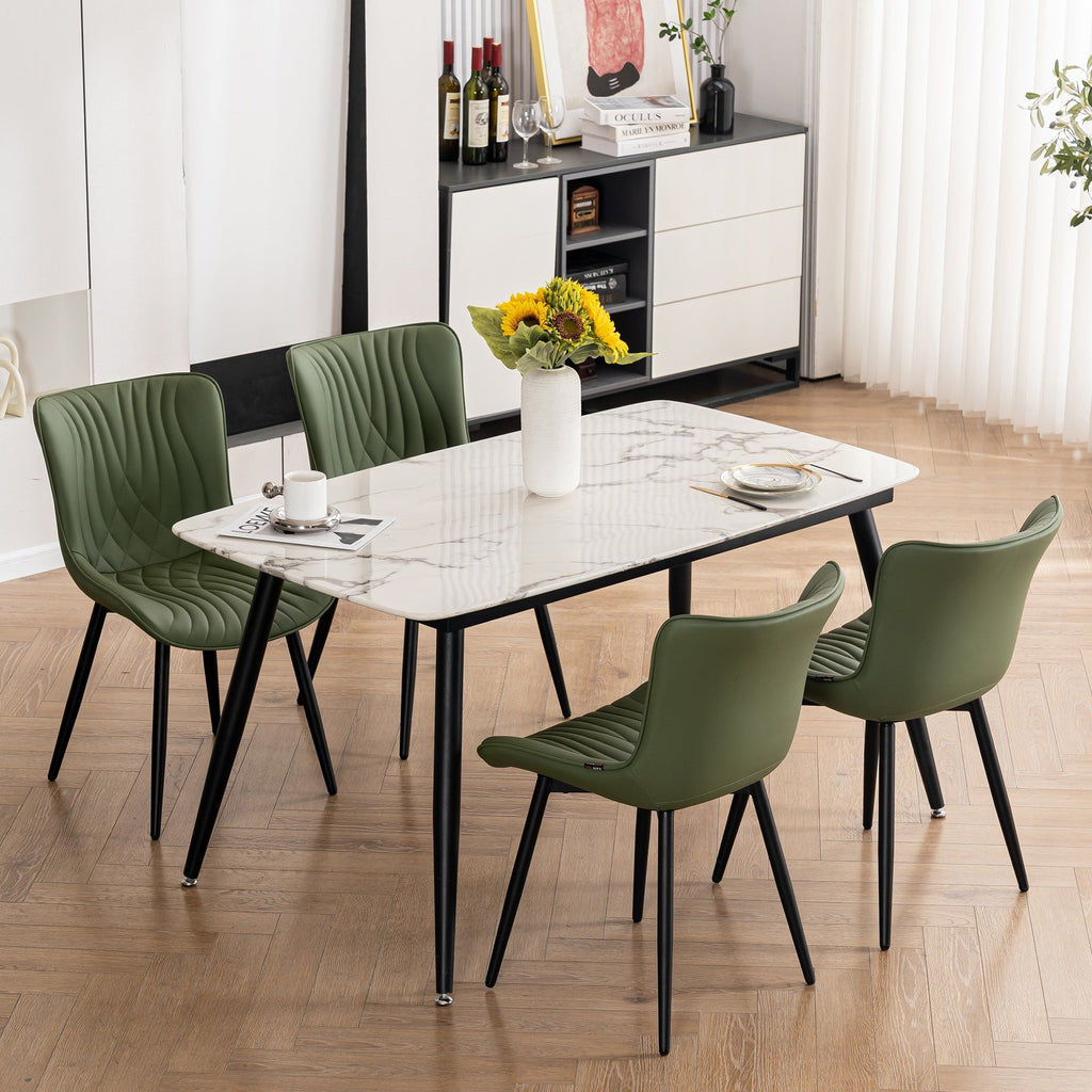 Lot de 2 chaises de salle à manger modernes en cuir rembourré sans accoudoirs