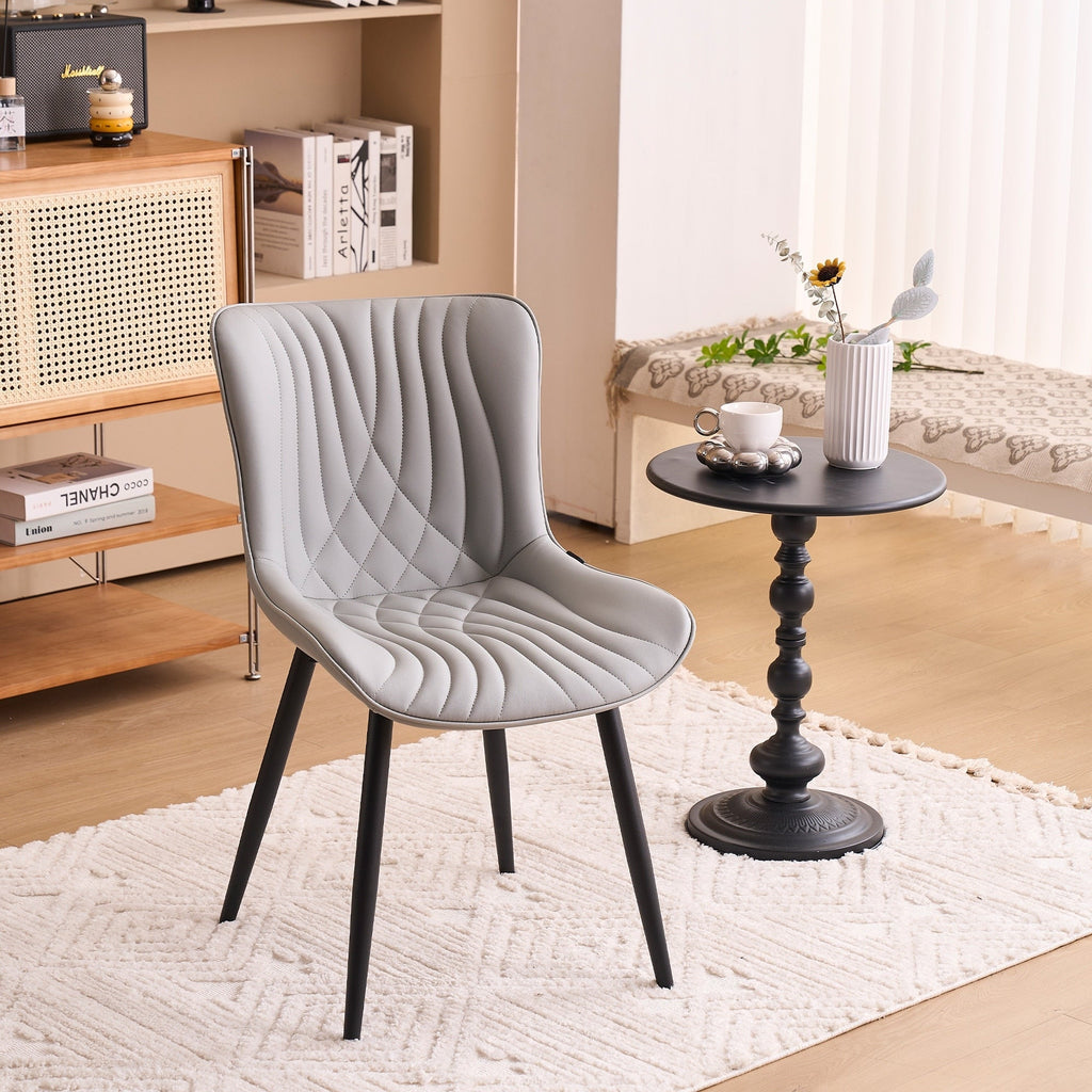 Lot de 2 chaises de salle à manger modernes en cuir rembourré sans accoudoirs