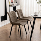 Lot de 2 chaises de salle à manger modernes en cuir rembourré sans accoudoirs