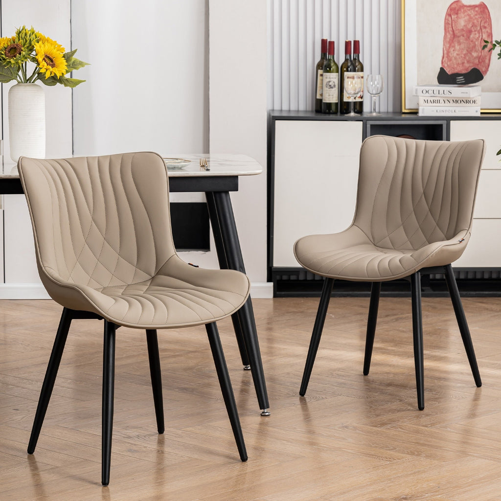 Lot de 2 chaises de salle à manger modernes en cuir rembourré sans accoudoirs