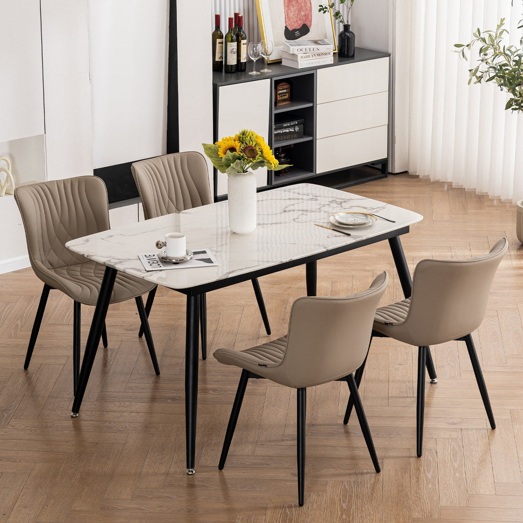 Lot de 2 chaises de salle à manger modernes en cuir rembourré sans accoudoirs