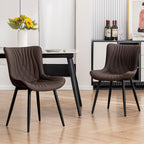 Lot de 2 chaises de salle à manger modernes en cuir rembourré sans accoudoirs