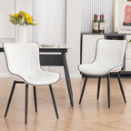 Lot de 2 chaises de salle à manger modernes en cuir rembourré sans accoudoirs