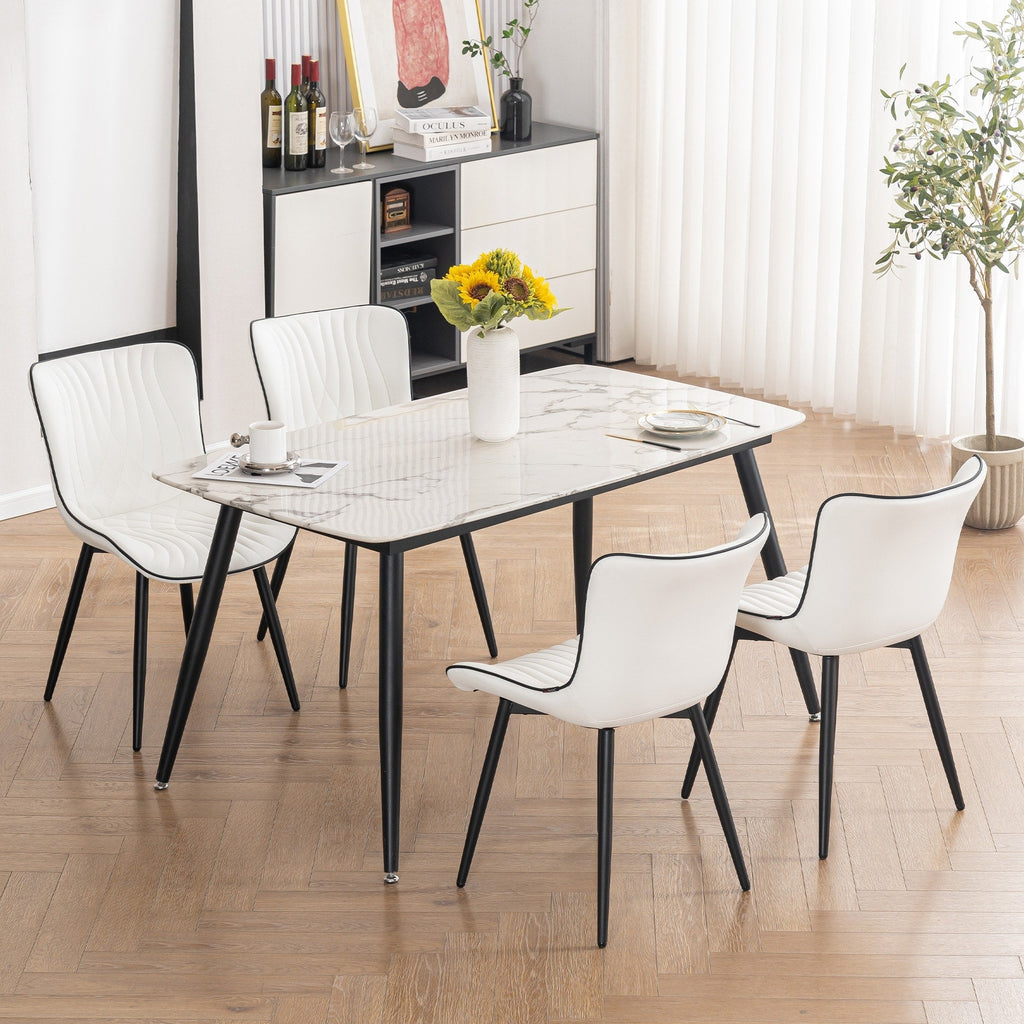 Lot de 2 chaises de salle à manger modernes en cuir rembourré sans accoudoirs
