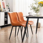 Lot de 2 chaises de salle à manger modernes en cuir rembourré sans accoudoirs