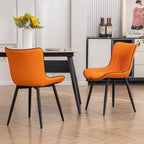 Lot de 2 chaises de salle à manger modernes en cuir rembourré sans accoudoirs