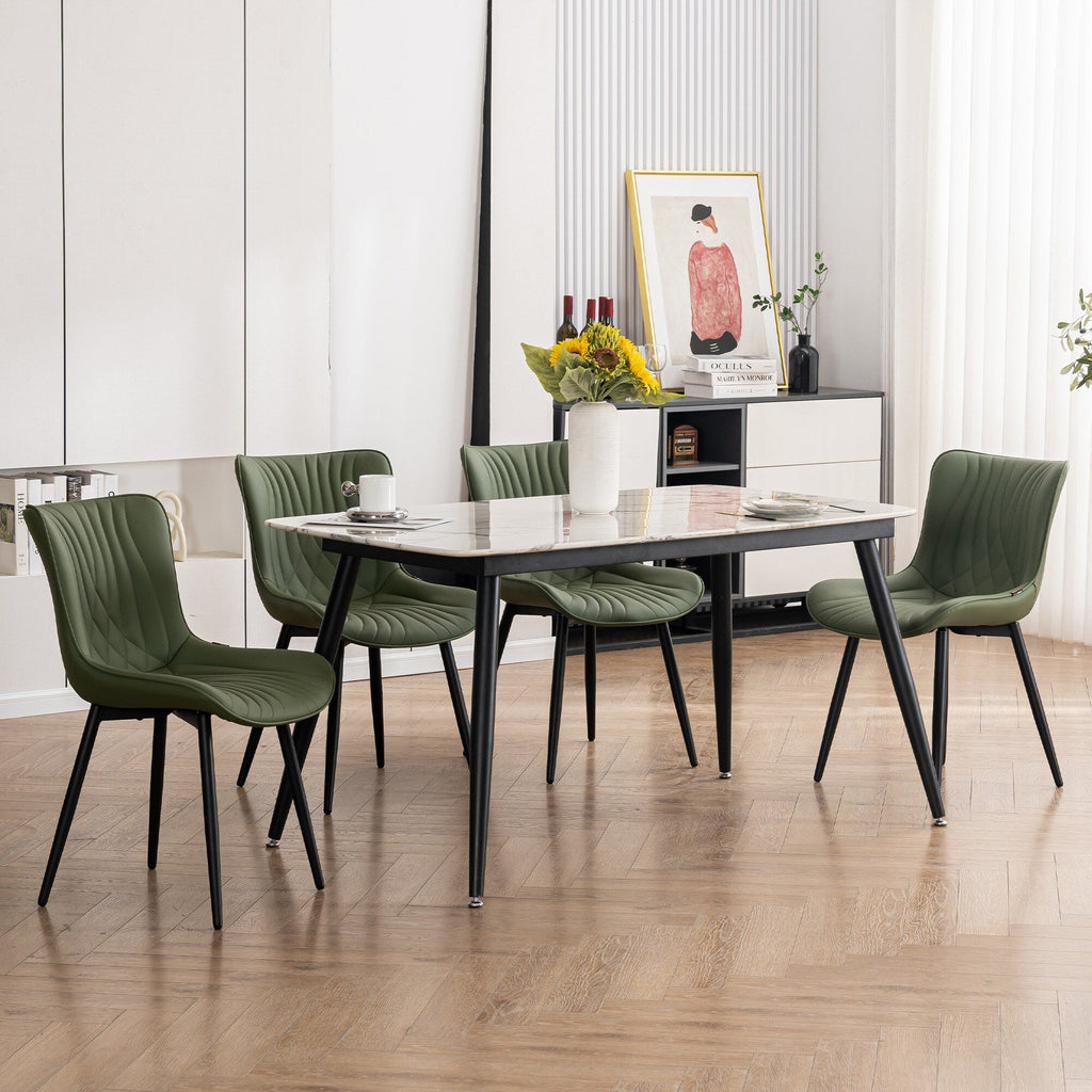 Lot de 2 chaises de salle à manger modernes en cuir rembourré sans accoudoirs