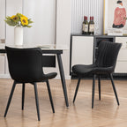 Lot de 2 chaises de salle à manger modernes en cuir rembourré sans accoudoirs