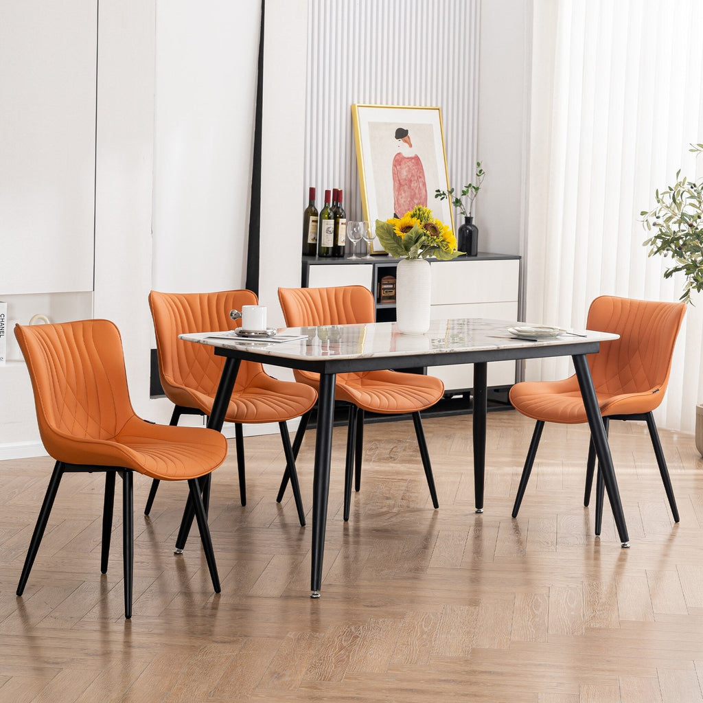 Lot de 2 chaises de salle à manger modernes en cuir rembourré sans accoudoirs
