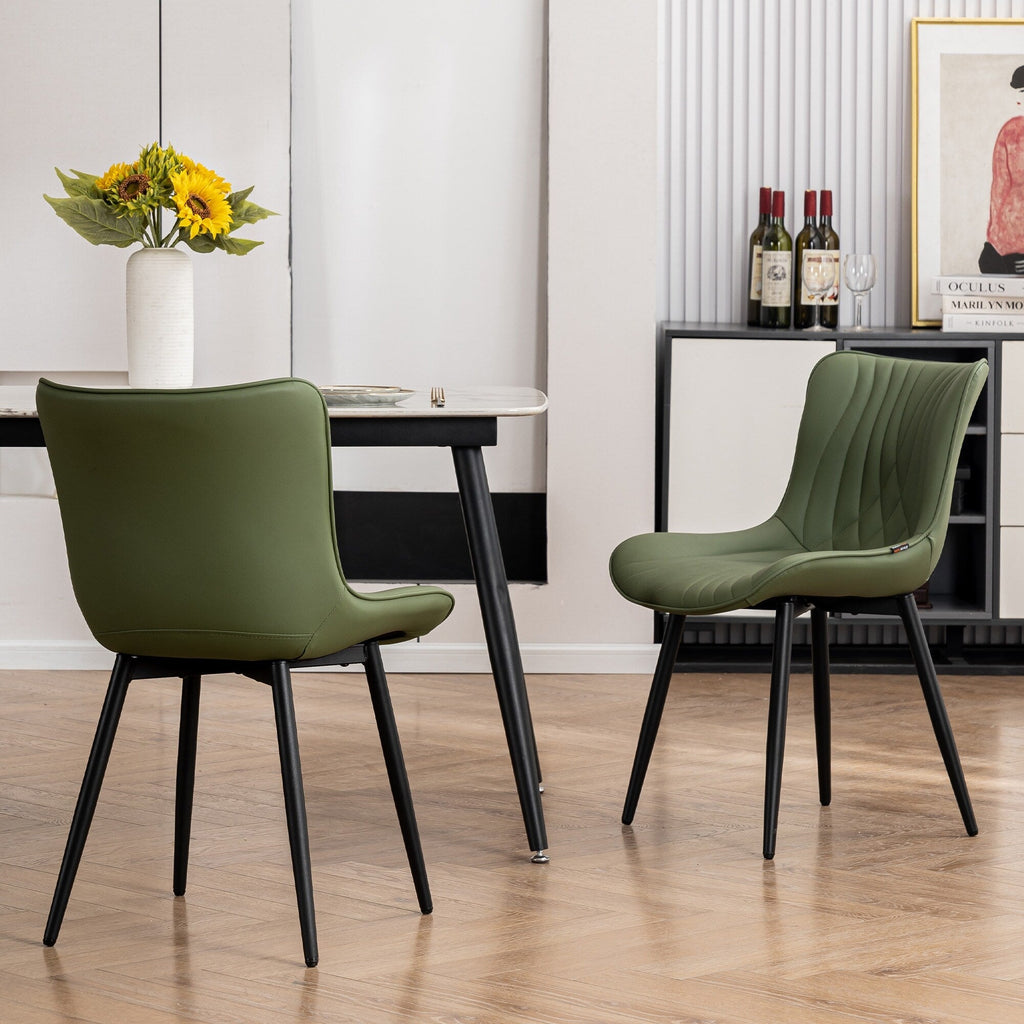 Lot de 2 chaises de salle à manger modernes en cuir rembourré sans accoudoirs