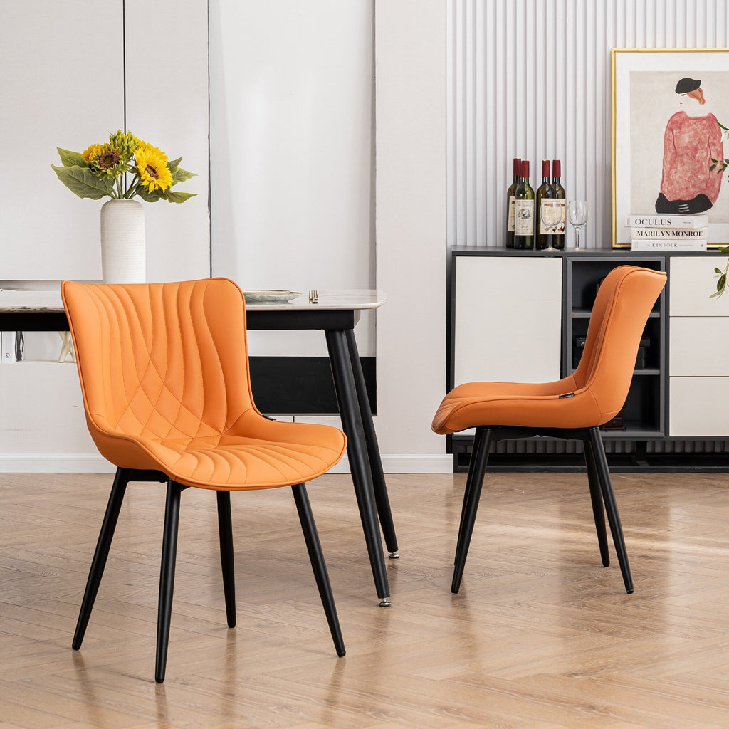 Lot de 2 chaises de salle à manger modernes en cuir rembourré sans accoudoirs