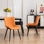 Lot de 2 chaises de salle à manger modernes en cuir rembourré sans accoudoirs