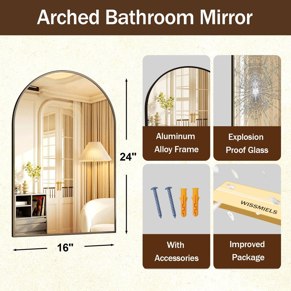 Miroir de salle de bain mural YVANLA Arch