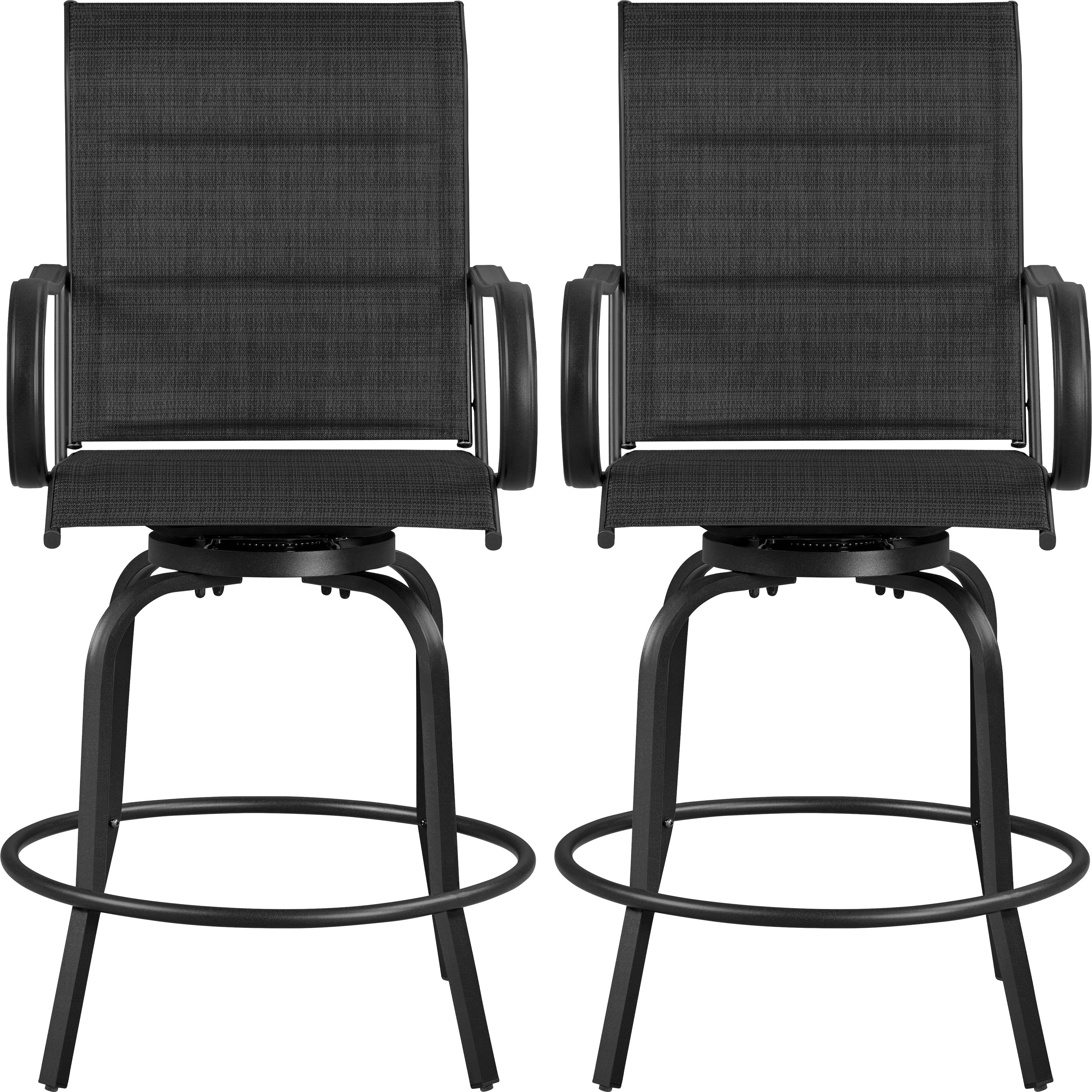 Yaheetech Lot de 2 tabourets de bar pivotants d'extérieur avec dossier haut et accoudoirs