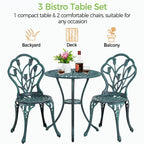 Yaheetech Ensemble de bistrot d'extérieur 3 pièces avec trou pour parasol, ensemble de table en aluminium