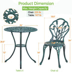Yaheetech Ensemble de bistrot d'extérieur 3 pièces avec trou pour parasol, ensemble de table en aluminium
