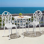 Yaheetech Ensemble de bistrot d'extérieur 3 pièces avec trou pour parasol, ensemble de table en aluminium