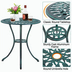 Yaheetech Ensemble de bistrot d'extérieur 3 pièces avec trou pour parasol, ensemble de table en aluminium