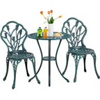 Yaheetech Ensemble de bistrot d'extérieur 3 pièces avec trou pour parasol, ensemble de table en aluminium