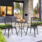 Yaheetech Ensemble bistro 3 pièces pour patio, table bistro en fonte d'aluminium et 2 chaises