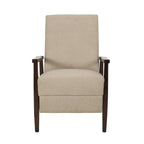 Fauteuil inclinable manuel Yahya, ergonomique, en hévéa brun, tissu beige sable
