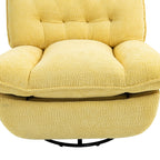 Fauteuil inclinable manuel pivotant à 360°, rembourré en chenille surdimensionnée jaune, avec repose-pieds allongé et dossier capitonné